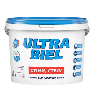 Фарба Снежка для стін та стель 14кг 10л сніжно-біла Ultra Biel