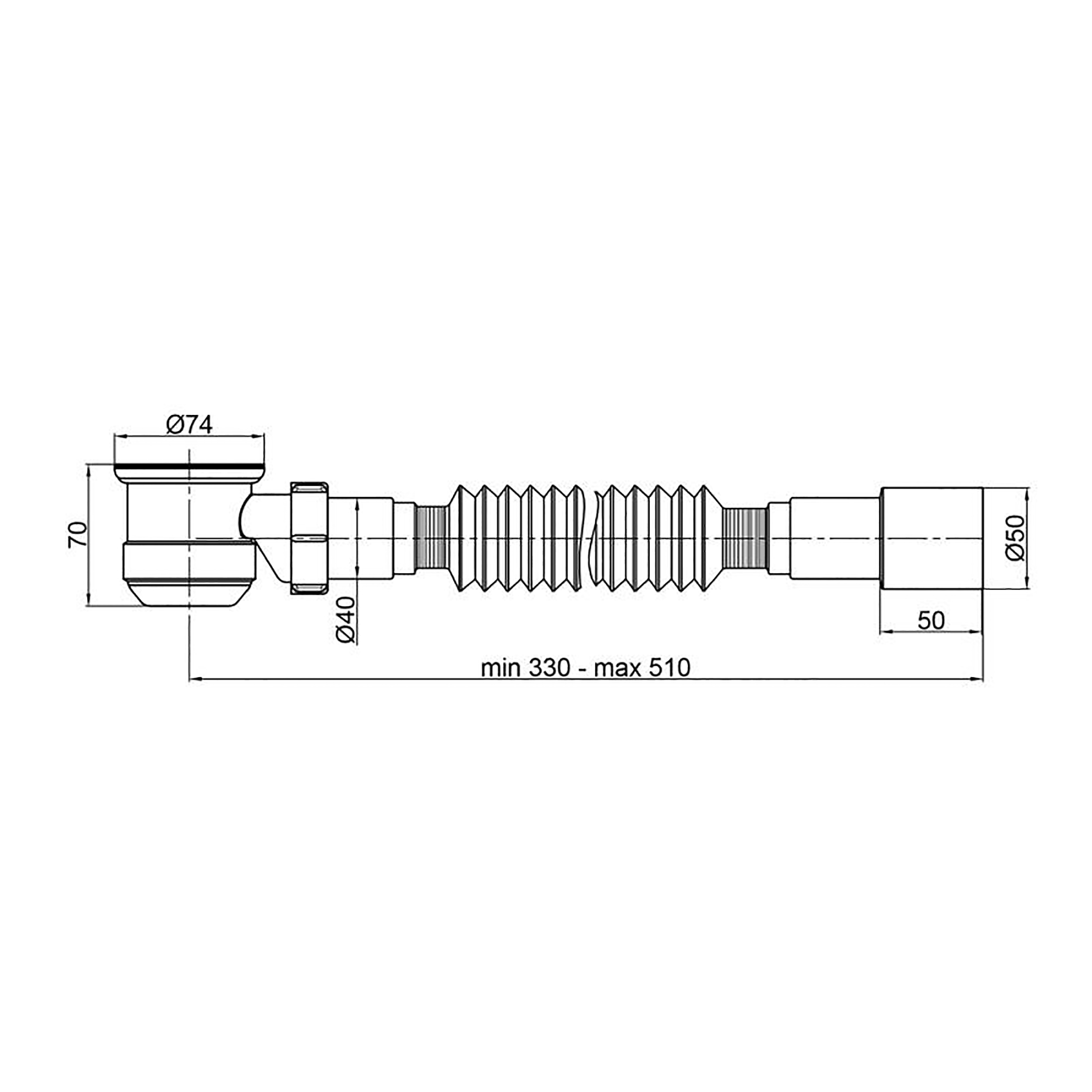 Сифон для душового піддону 1 1/2"x40 низький пляшковий PLM PM 40 SF 40 01