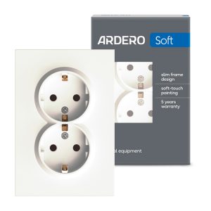 Розетка подвійна Ardero ER122-W Soft 16А із заземленням біла