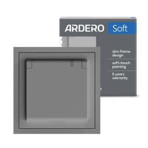 Розетка Ardero ER131-G Soft 16А із заземленням кришкою та шторками сіра