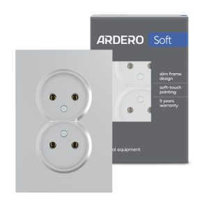 Розетка подвійна Ardero ER112-S Soft 16А без заземлення срібна