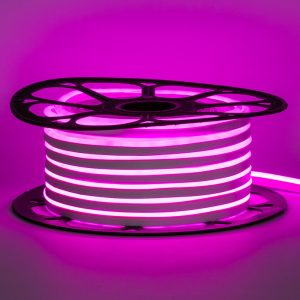 Светодиодный неон 12в розовый smd2835 120led/m 6W/m 8*16 PVC герметичный, 1м